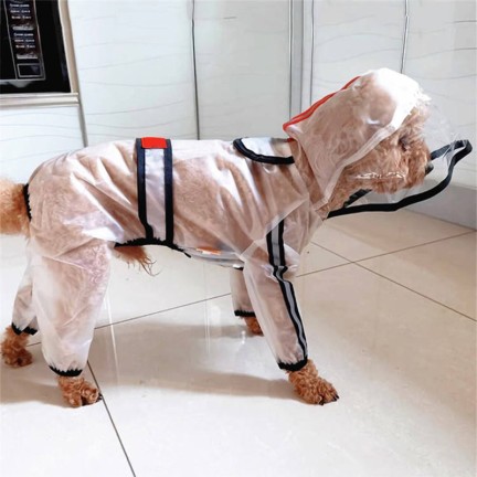 Breathable four-legged transparent pet raincoat