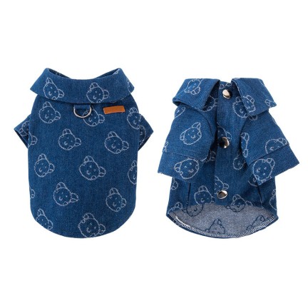 Summer pet denim cotton printed T-shirt